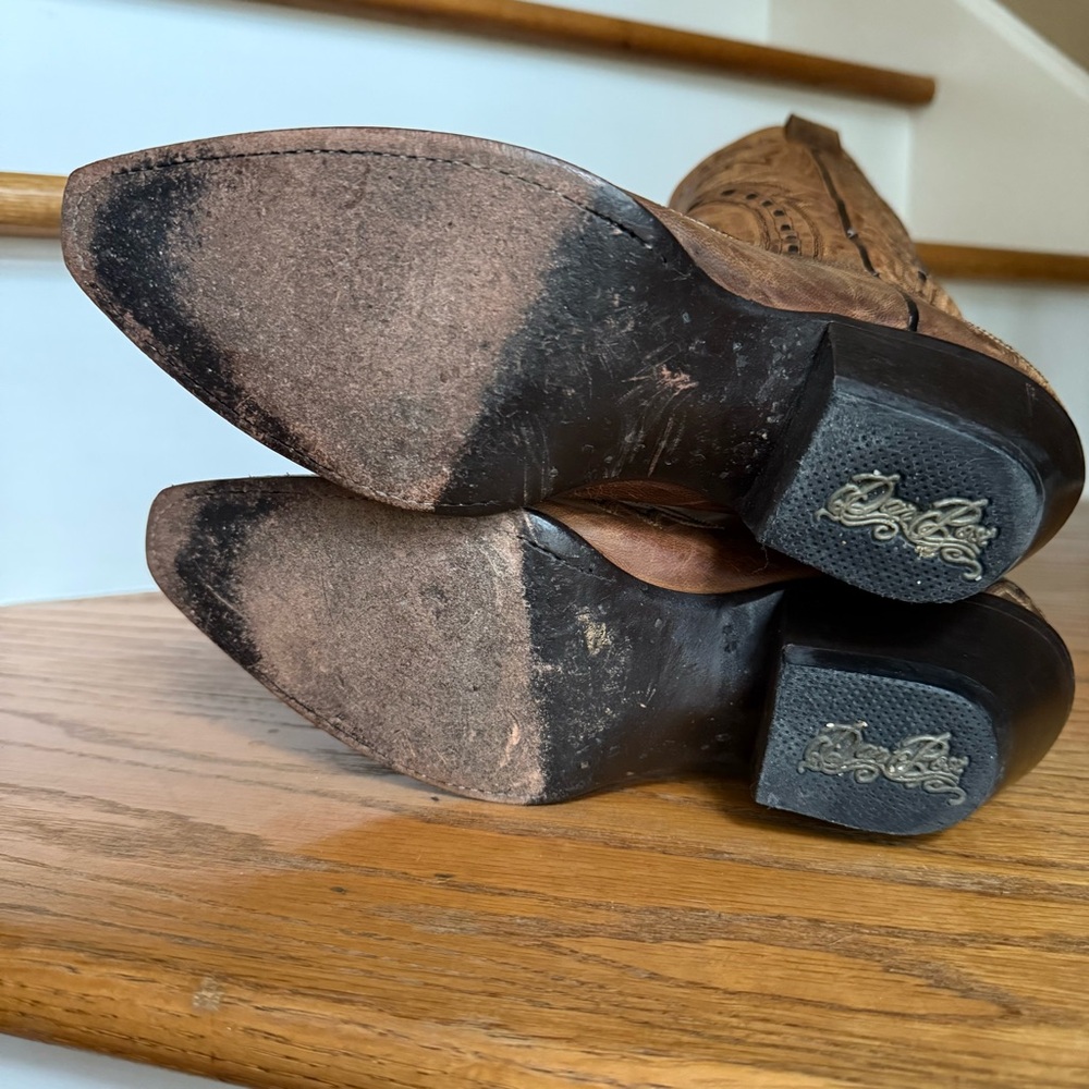 Dan Post Brown 6½ M Leather Made In Mexico Cowboy Western Festival Rodeo Boots - Picture 3 of 14